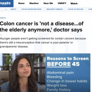 Colon Cancer is not a disease of the elderly anymore; article